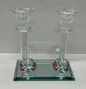 Set of 2 - Clear Glass Candle Holders