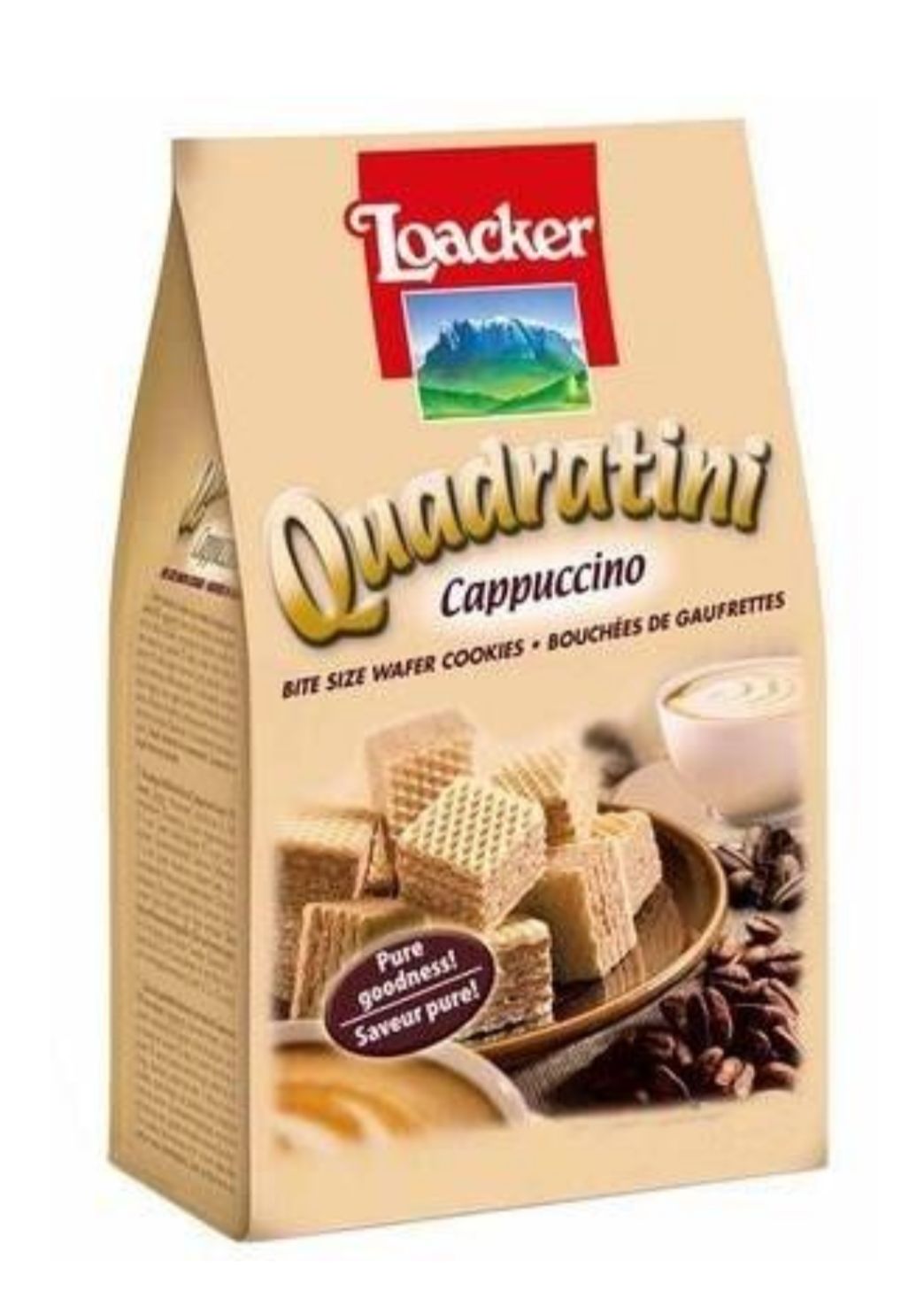 Loacker Quadratini Capuccino Bite-Size Wafer Cookies