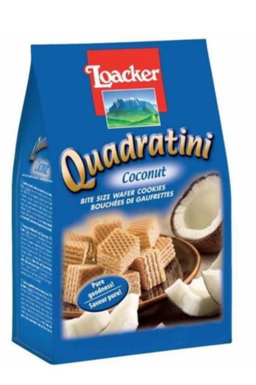 Loacker Quadratini Coconut Bite-Size Wafer Cookies
