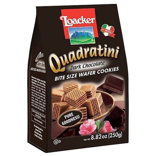 Loacker Quadratini Dark Chocolate Bite-Size Wafer Cookies